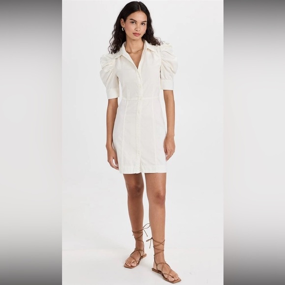 Frame Denim White Puff Sleeve Dress - Picture 1 of 6
